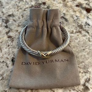 David Yurman 7mm Cable Collection Sterling Silver with 14K Gold X